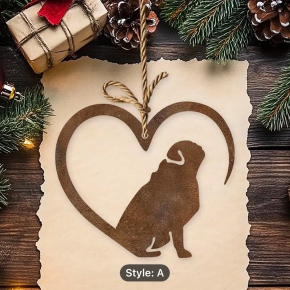 PUG RUSTIC CHRISTMAS ORNAMENT - Picture 2 of 5